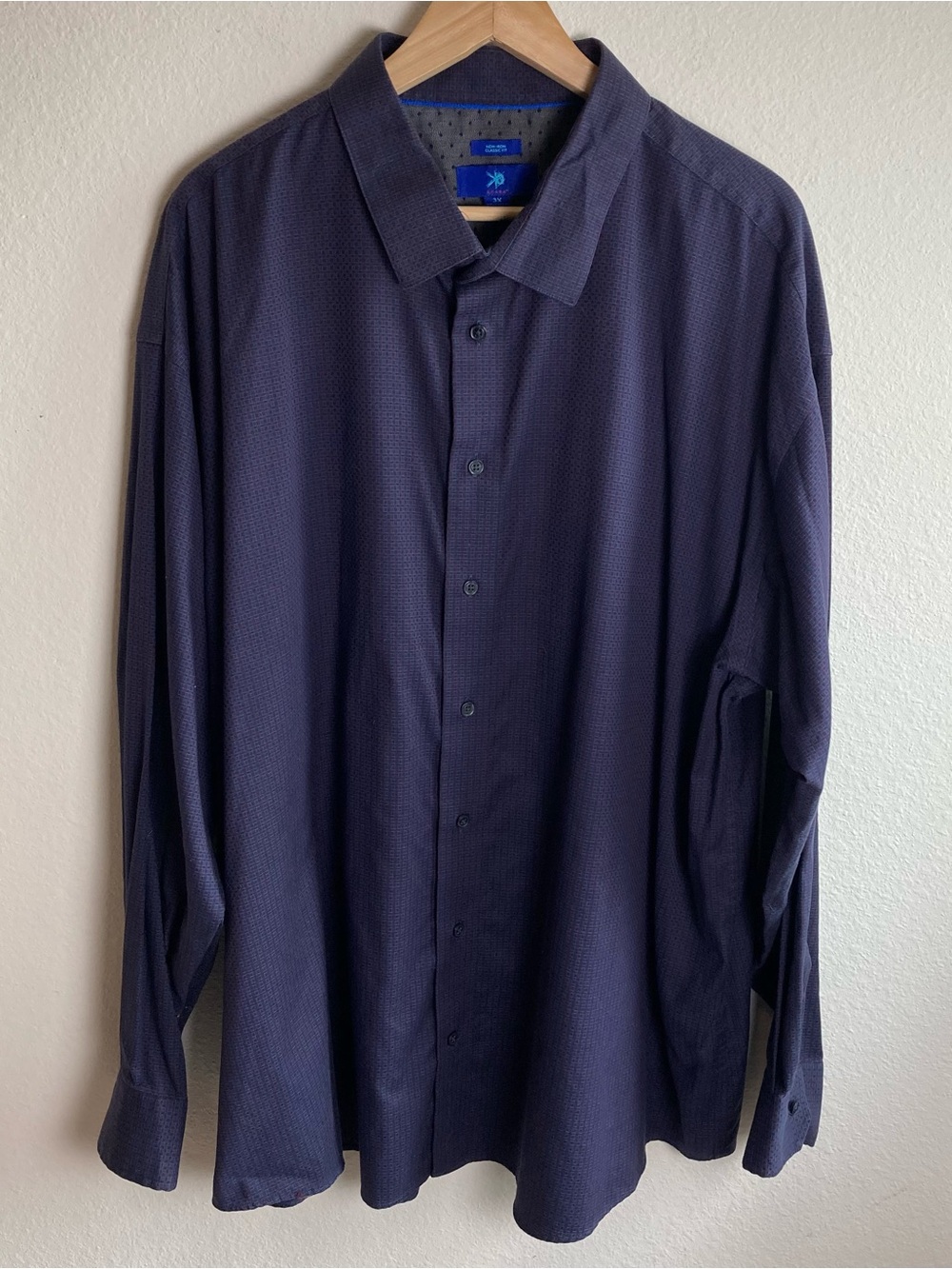 Egara Long Sleeve Shirt, Jacquard Fabric, Men's Size 3X Navy Blue